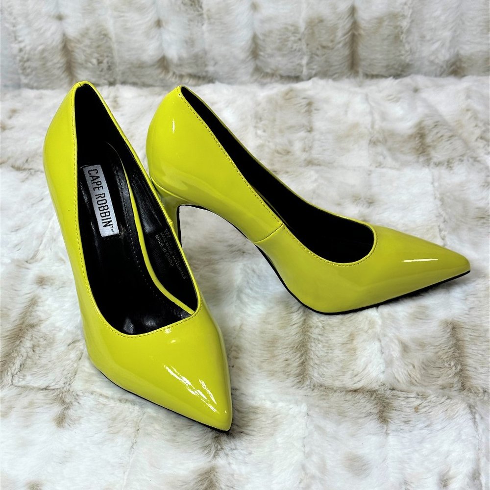 Cape Robbin Lime Yellow 4" Stiletto Pumps